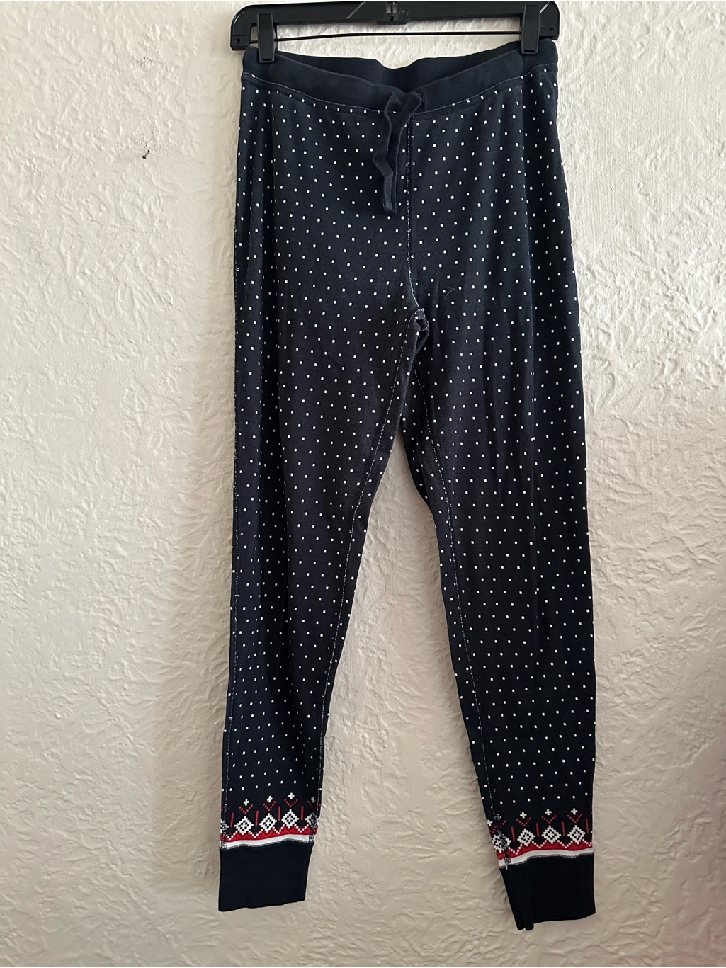 Hanna Andersson Women’s Long John Pajama Pants Black Heritage Fairisle Medium